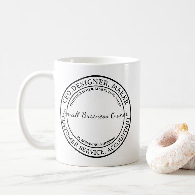 Modern Script Minimal Small Business Coffee Mug (With Donut)