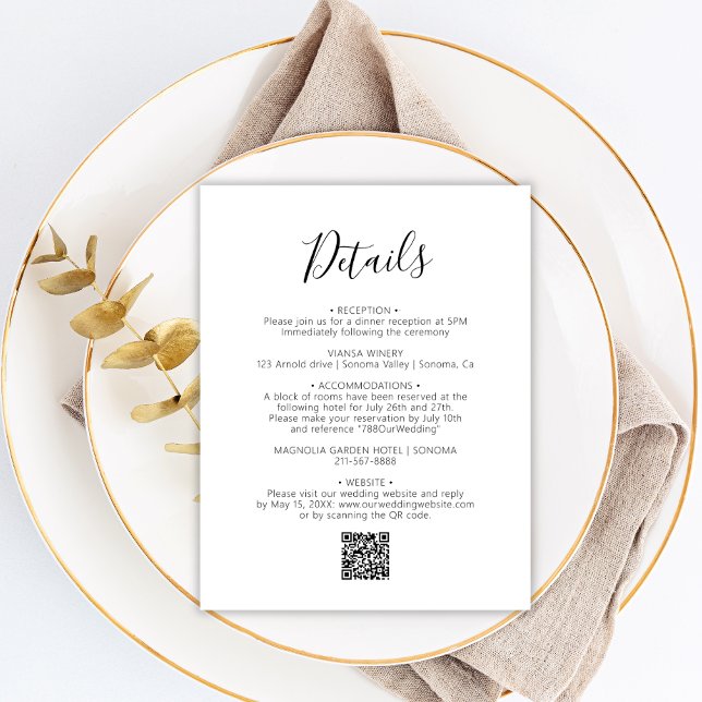 Modern Script Minimal Wedding Details Enclosure Card (Creator Uploaded)