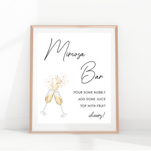 Modern Script Minimalist Bridal Shower Mimosa Bar  Poster