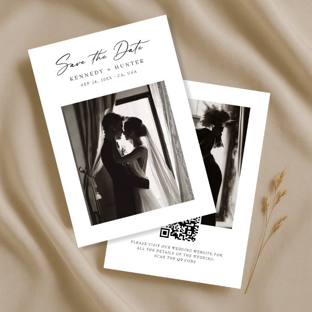 Modern Script Minimalist Elegant Wedding Photo Save The Date (Creator Uploaded)
