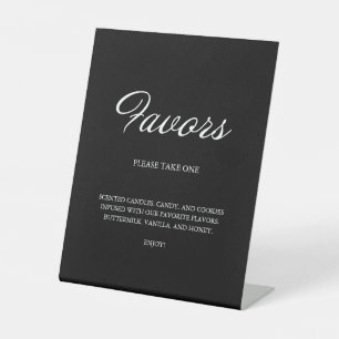 Modern Script Minimalist Favours Black Wedding Pedestal Sign