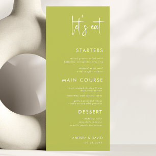 Modern Script Minimalist Let's Eat White Wedding   Menu