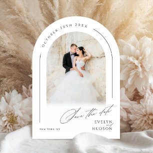 Modern Script Minimalist Photo Arch Wedding Save The Date