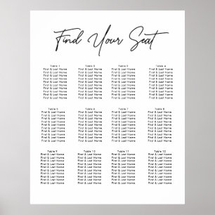 Modern Script Minimalist Wedding Seating Chart
