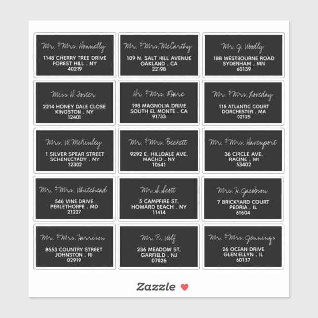 Modern Script Minimalistic Wedding Guest Address (Sheet)
