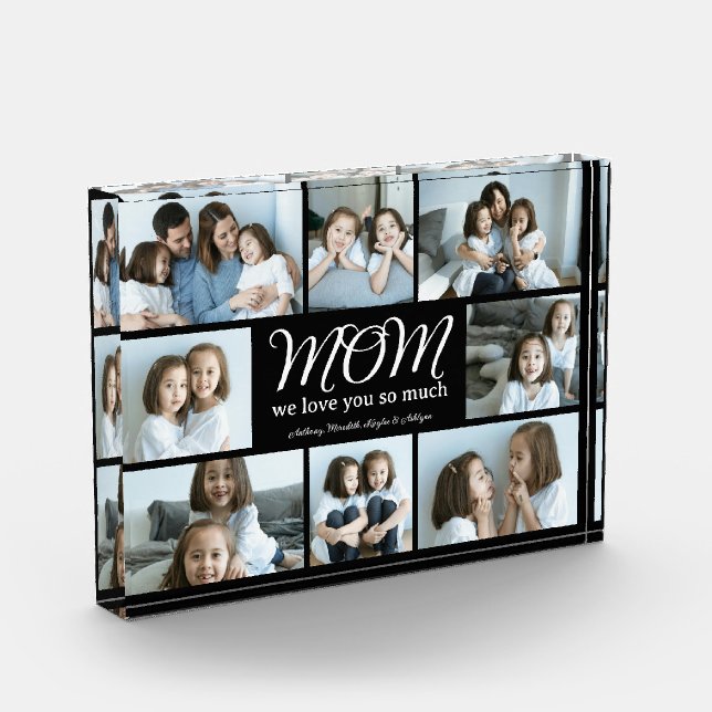 Modern Script Mom We Love You Photo Collage Block (Left)