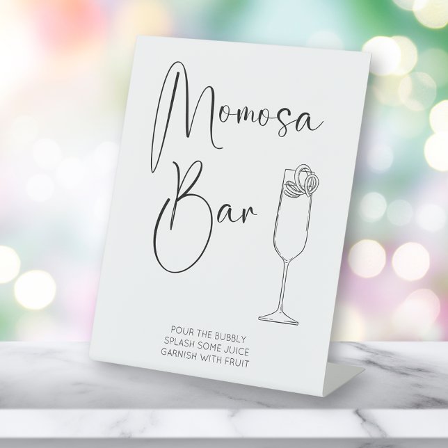Modern Script Momosa Bar Baby Shower Pedestal Sign (Creator Uploaded)