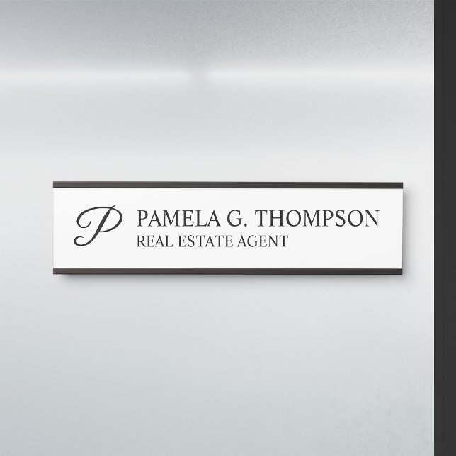 Modern Script Monogram Black and White Door Sign (Creator Uploaded)