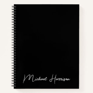 Modern Script Monogram Black Notebook