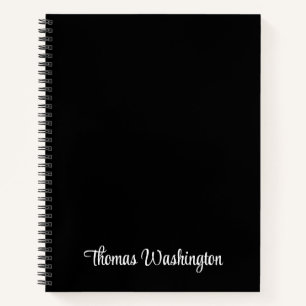 Modern Script Monogram Black Notebook