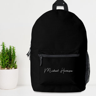 Modern Script Monogram Black Printed Backpack