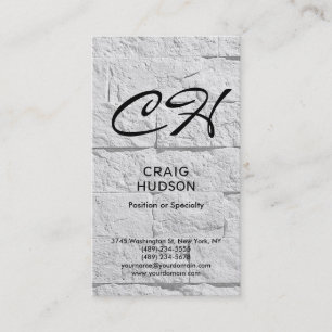 Modern Script Monogram Brick Wall Business Card