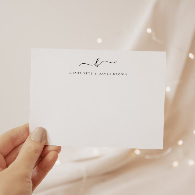 Modern Script Monogram Couple Stationery Custom Card (Creator Uploaded)