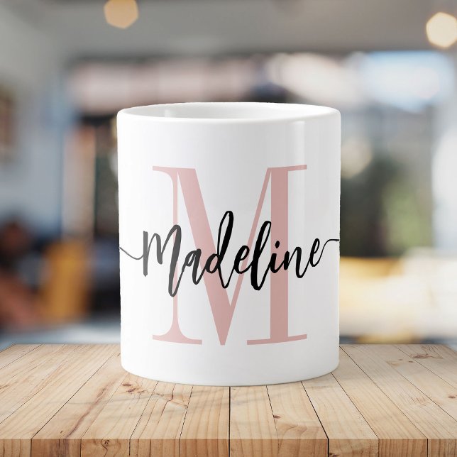 Modern Script Monogram Custom Jumbo Large Coffee Mug (Creator Uploaded)