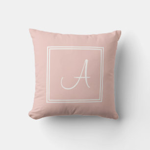 Modern Script Monogram Elegant Blush Pink Template Cushion