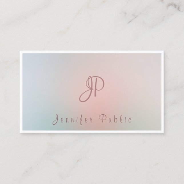 Modern Script Monogram Elegant Colours Template Business Card (Front)