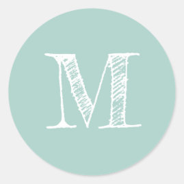 Modern Script Monogram Initial Pastel Blue Label