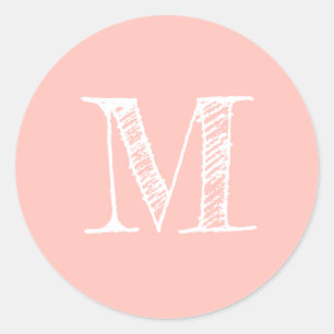 Modern Script Monogram Initial Pastel Pink Seal