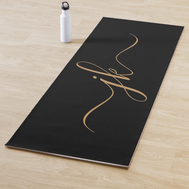 Modern Script Monogram Initials Custom Colours Yoga Mat (In Situ)