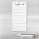 Modern Script Monogram Initials Silver Grey Ruled Magnetic Notepad<br><div class="desc">Personalised, minimalist modern magnetic back ruled notepad with simple calligraphy style script initials or monogram and name in silver and grey. CHANGES: The text font style, colour, size and placement can be changed by clicking EDIT in the PERSONALIZE section for a custom look. ASSISTANCE: For help with design modification or...</div>