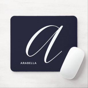 Modern Script Monogram Letter A Navy Blue Mouse Pad