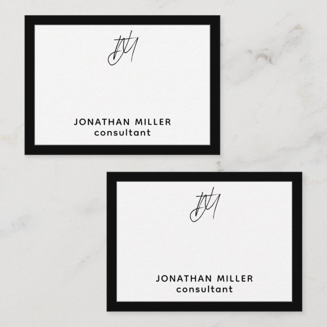 Modern Script Monogram Name and Title Card (Front/Back)