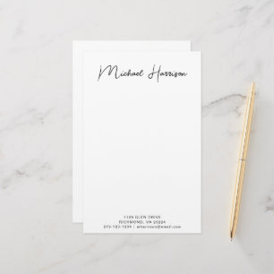 Modern Script Monogram Personalised Stationery