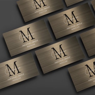 Modern Script Monogram Sepia Business Card