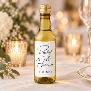 Modern Script Monogram Wedding Wine Label