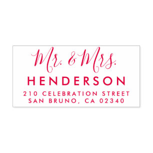 Modern Script Mr & Mrs Wedding Return Address Self-inking Stamp
