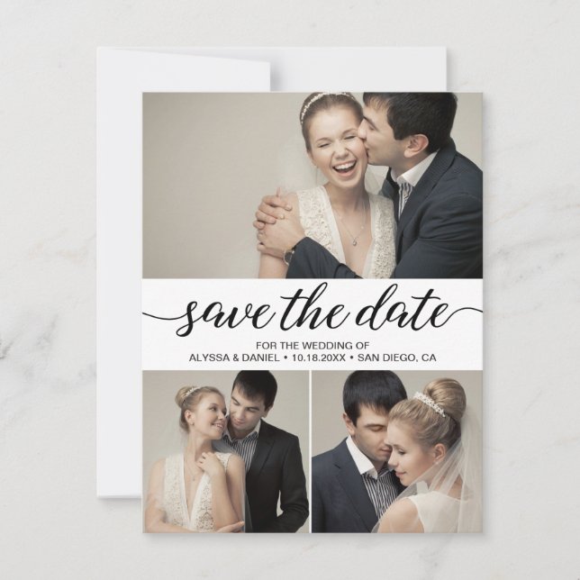 Modern Script Multi Photos Digital Wedding  Invitation (Front)