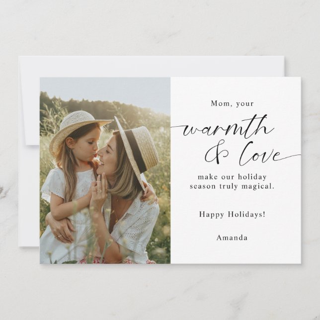 Modern Script Mum, Making Magic Happen Photo Holiday Card (Front)
