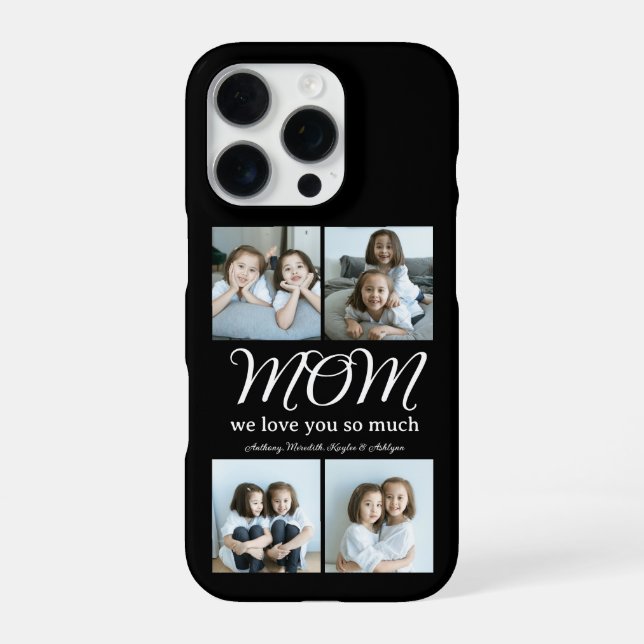 Modern Script Mum We Love You Photo Collage  iPhone Case (Back)