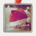 Modern script My First Christmas baby photo