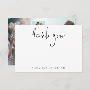 Modern Script Name 5 Photos Wedding Thank You Card