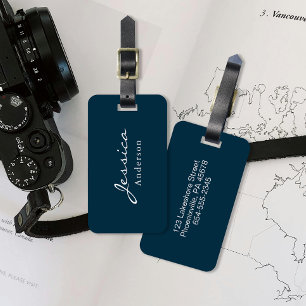 Modern Script Name Address Luggage Tag