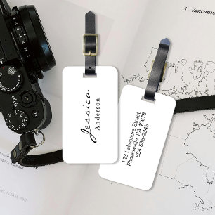 Modern Script Name Address Luggage Tag