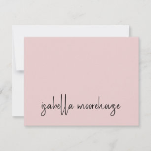 Modern Script Name Blush Pink Flat Note Card
