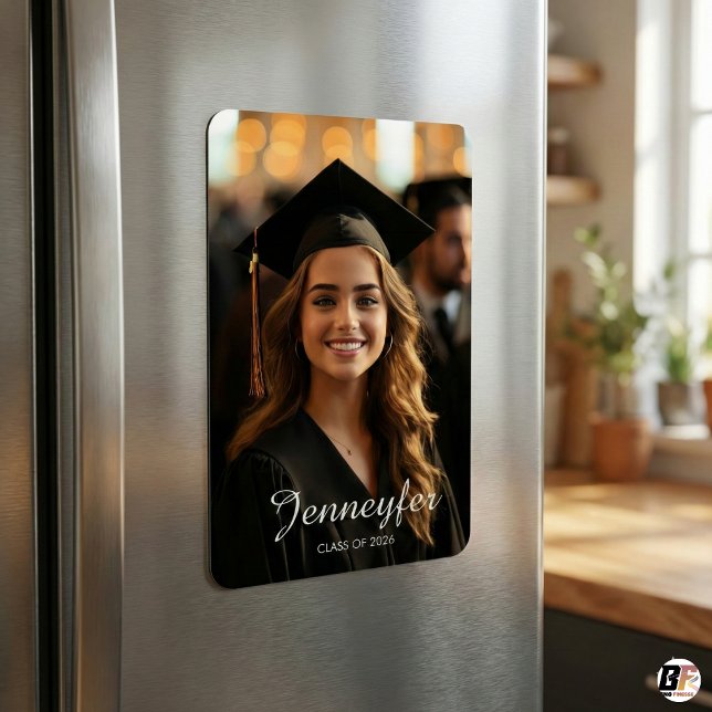 Modern Script Name Class of 2026 Photo Graduation Magnet (Creator Uploaded)