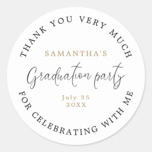 Modern Script Name Date Graduation Party Thank You Classic Round Sticker