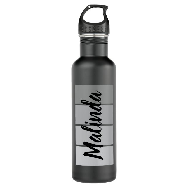 Modern Script Name Design – Black Minimalist 710 Ml Water Bottle (Front)