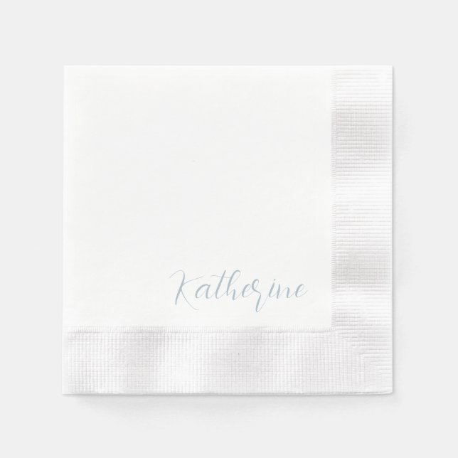 Modern Script Name Dusty Blue Shower Napkin (Front)