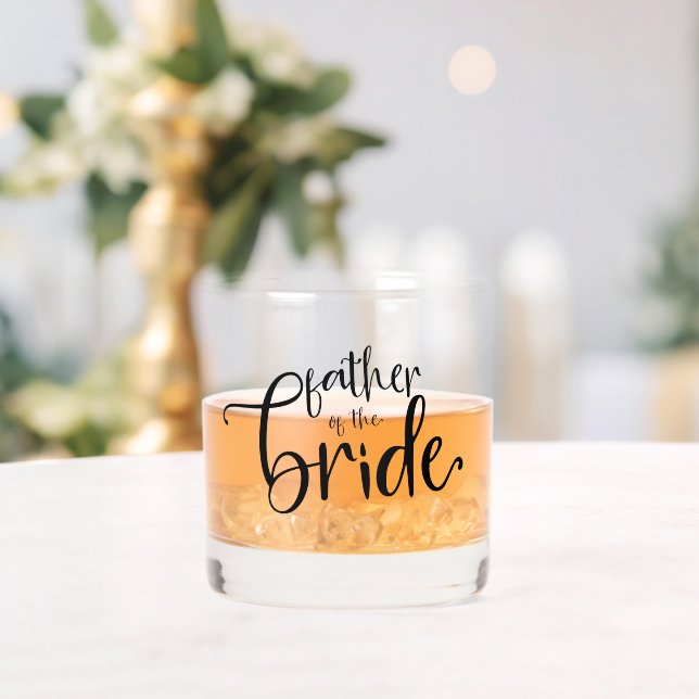 Modern Script Name Father of the Bride Gift Whiskey Glass (Insitu (Wedding))