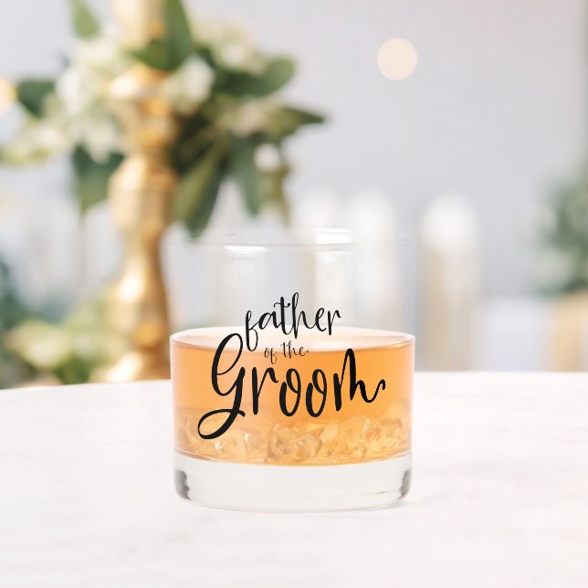 Modern Script Name Father of the Groom Gift Whiskey Glass (Insitu (Wedding))