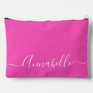 Modern Script name girly pink Accessory Pouch