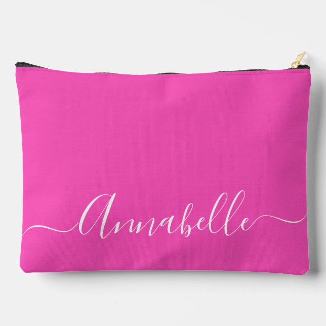Modern Script name girly pink Accessory Pouch (Back)