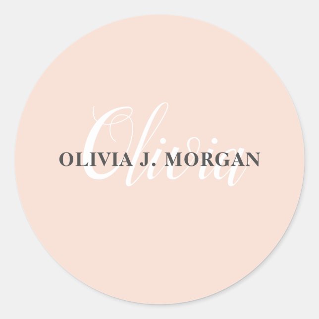 Modern script name logo professional  classic round sticker (Front)