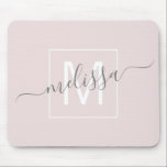Modern script name monogram  mouse pad<br><div class="desc">Chic beige script monogram name mouse pad. Simple,  clean monogrammed personalised mouse pad with your name initials,  and name. Font and text colours are fully customisable.</div>