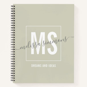 Modern script name monogram  notebook