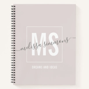 Modern script name monogram  notebook